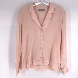 Everlane Size 2 Baby Pink Silk Button Front Blouse Top